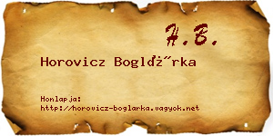 Horovicz Boglárka névjegykártya